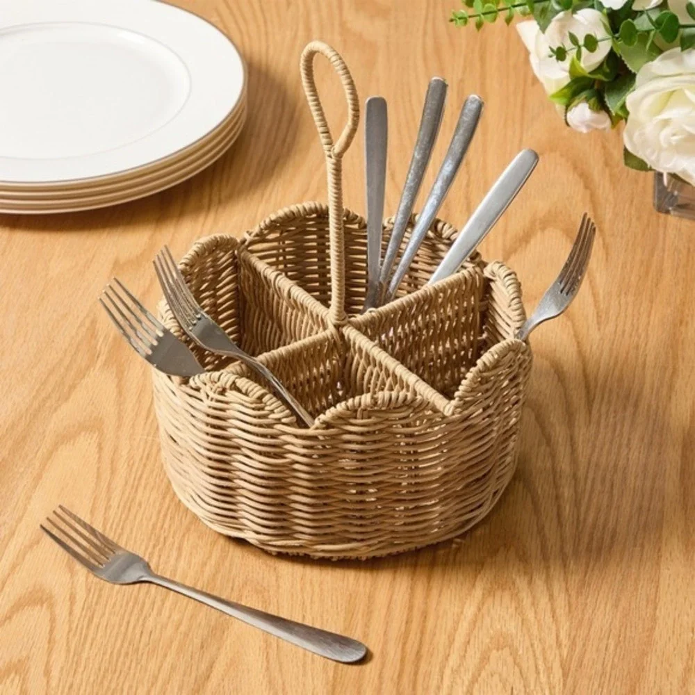My Texas House Rattan Scallop Utensil Holder